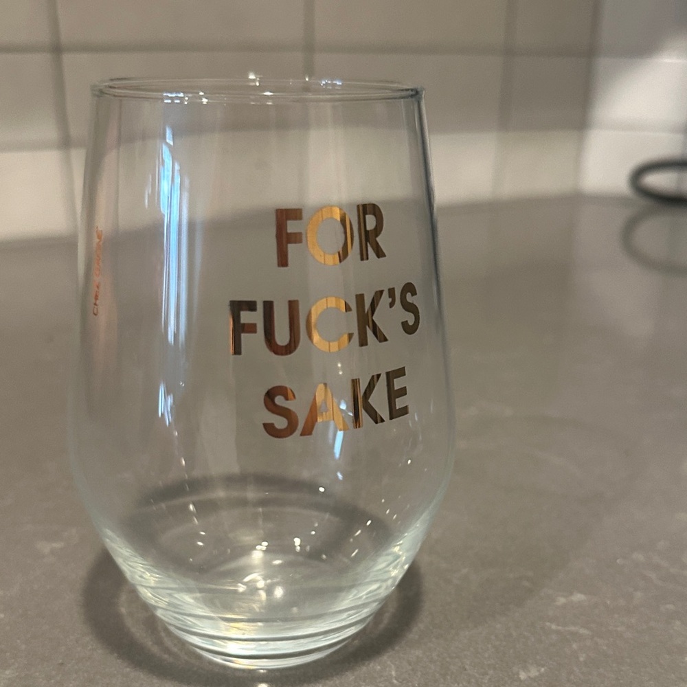 Clear Glass with Gold Text